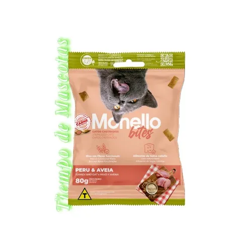MONELLO GATO SNACK CAST PAVO AVENA 80G