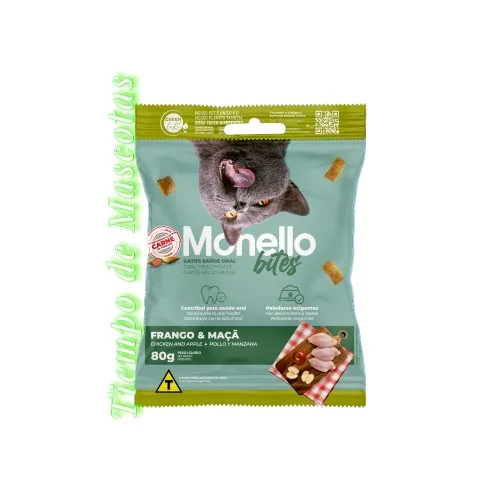 Monello Gato Snack Salud Bucal Pollo Manzana 80g - Producto en Tiempo de Mascotas