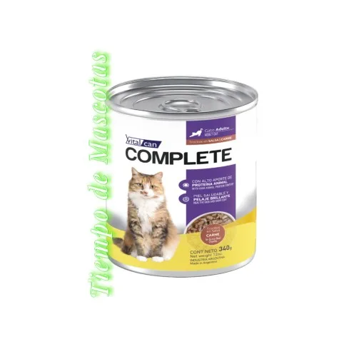 Vitalcan Complete Gato Pate Adulto Carne 340g - Producto en Tiempo de Mascotas