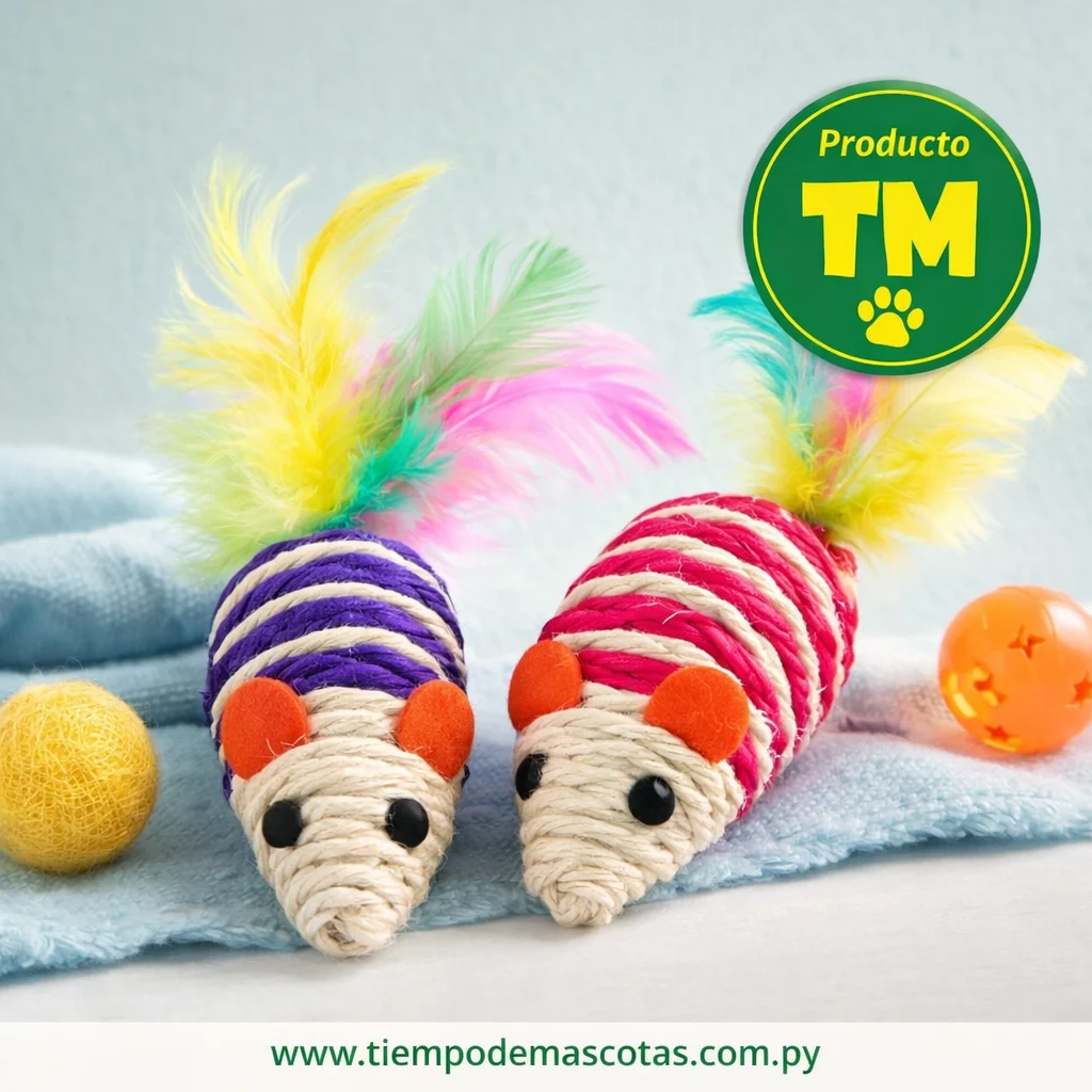 juguetes raton de hilo sisal 7cm (unidad) - Producto en Tiempo de Mascotas