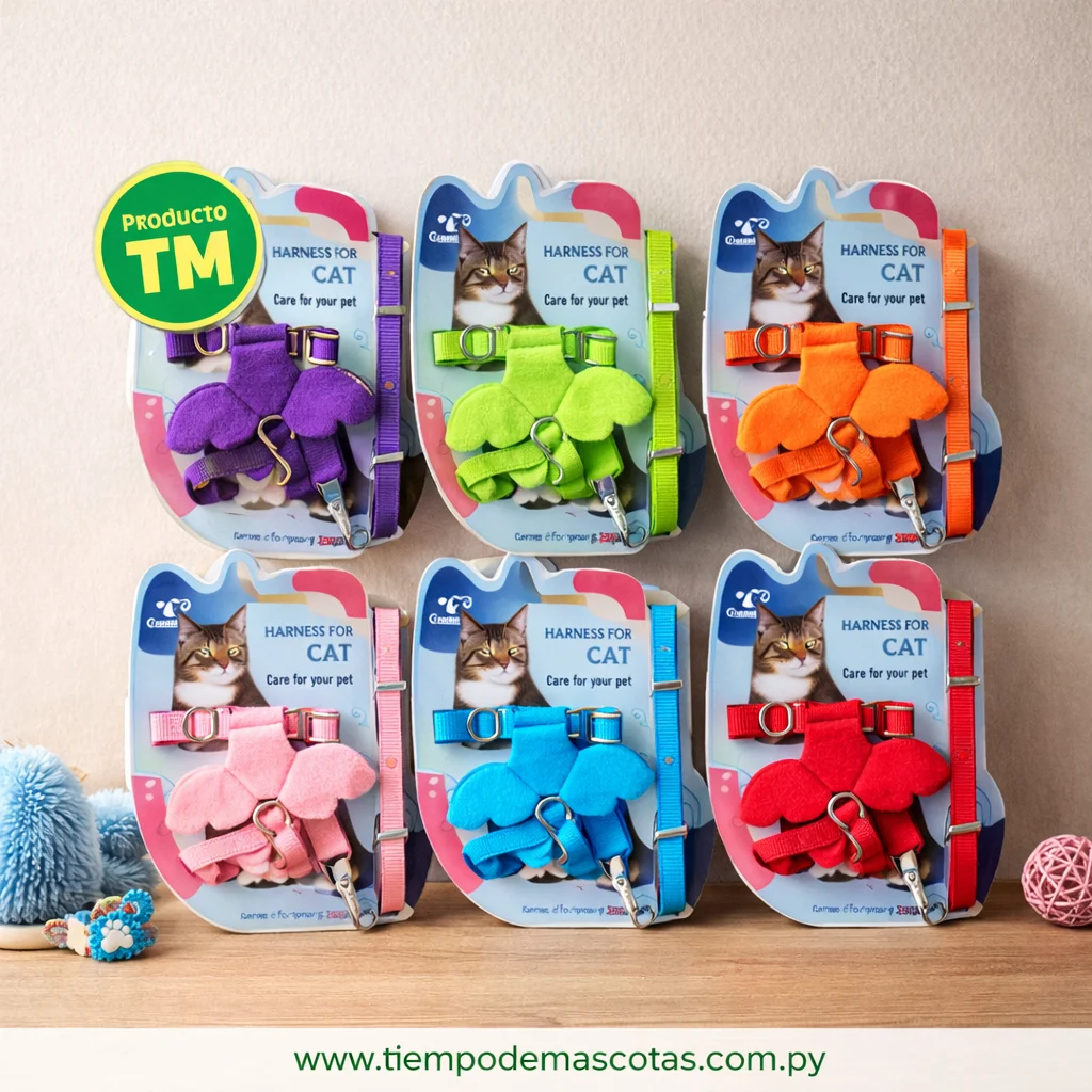 pechera con correa para gatos con alitas (varios colores) - Producto en Tiempo de Mascotas