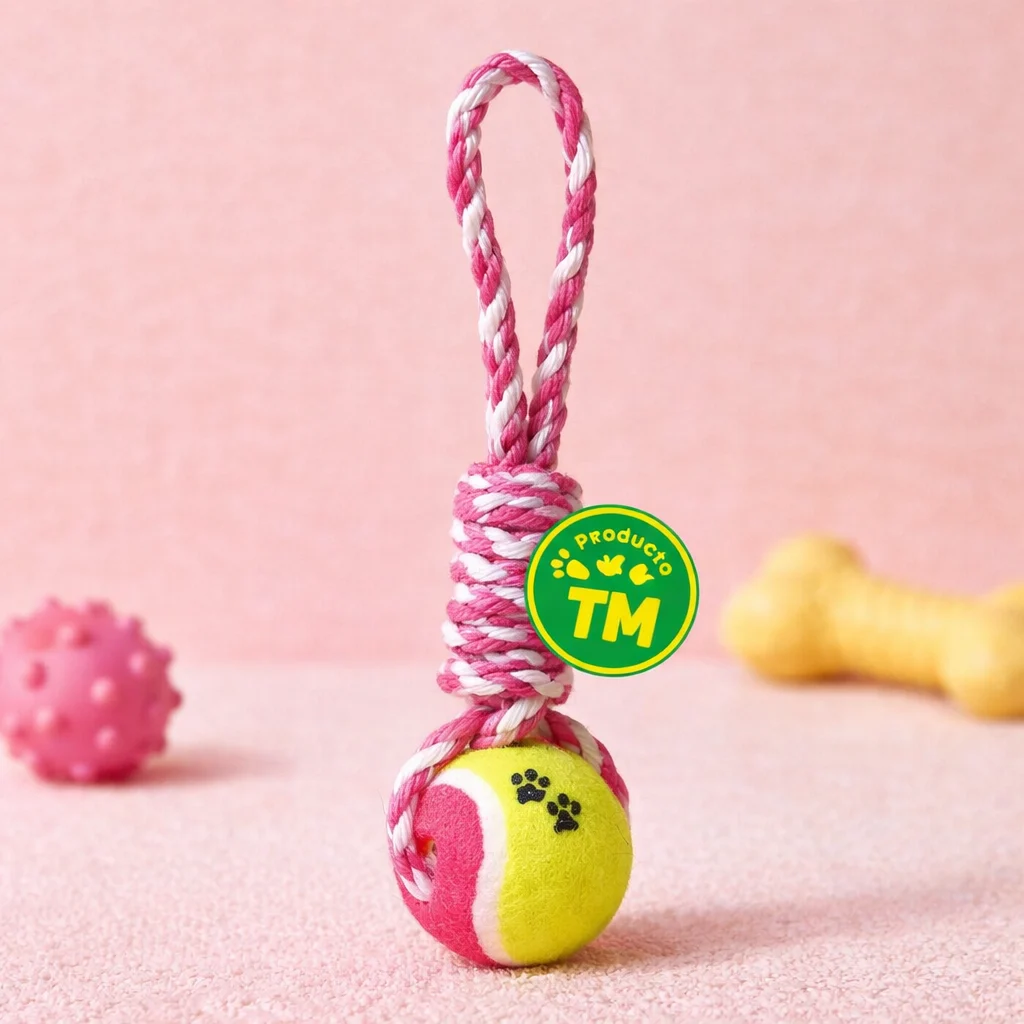 juguete cabo con pelota de tenis - Producto en Tiempo de Mascotas