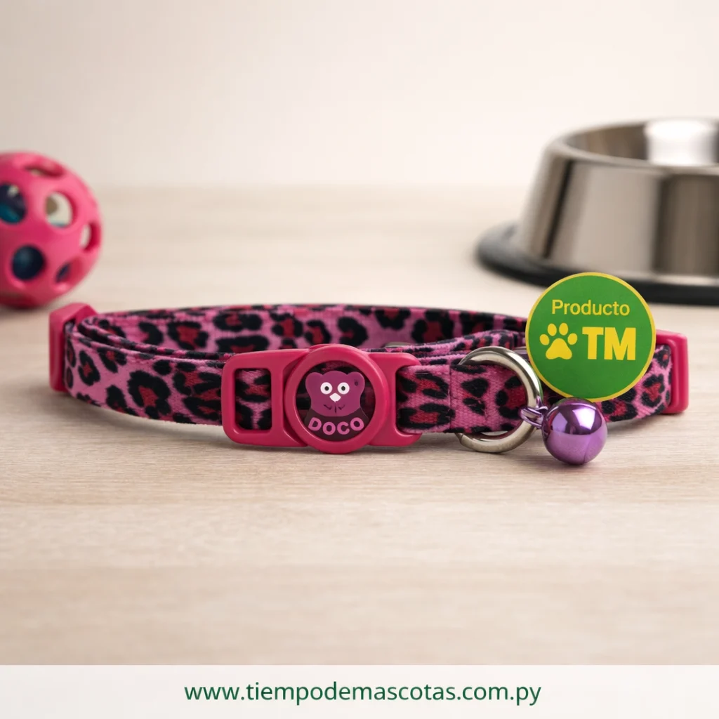 COLLAR DOCO GATO FURBALL LEOPARDO FUCCIA