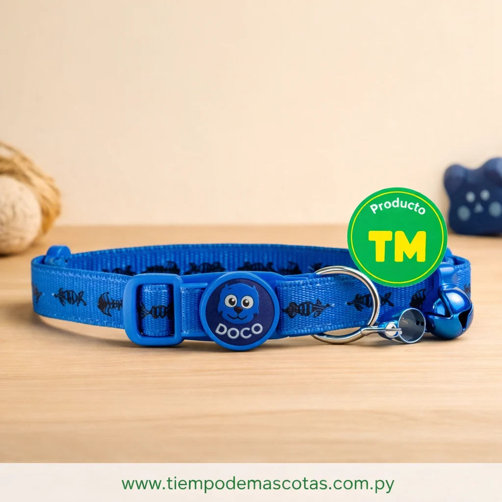 COLLAR DOCO GATO FURBALL ESTAMP AZUL