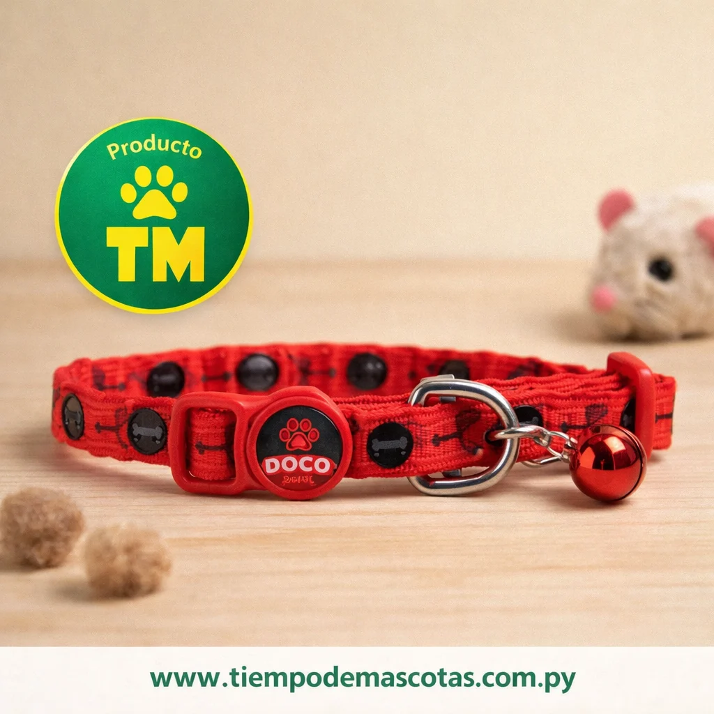 COLLAR DOCO GATO FURBALL ESTAMP ROJO