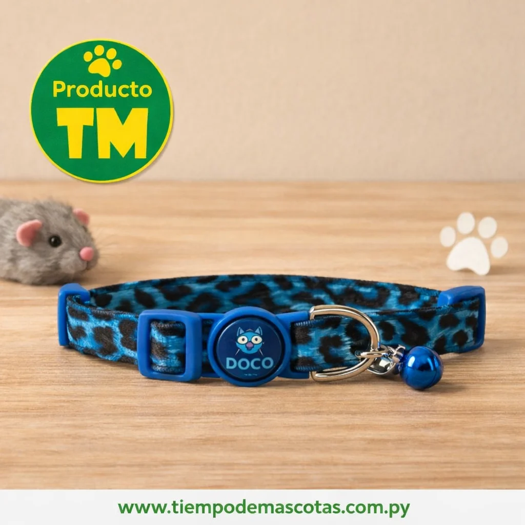 Collar Doco Gato Furball Leopardo Azul - Producto en Tiempo de Mascotas