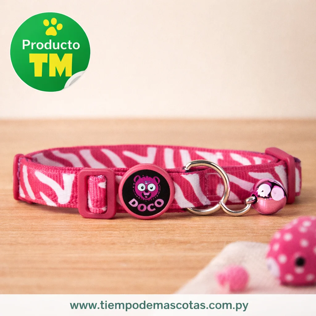 COLLAR DOCO GATO FURBALL ZEBRA FUCCIA