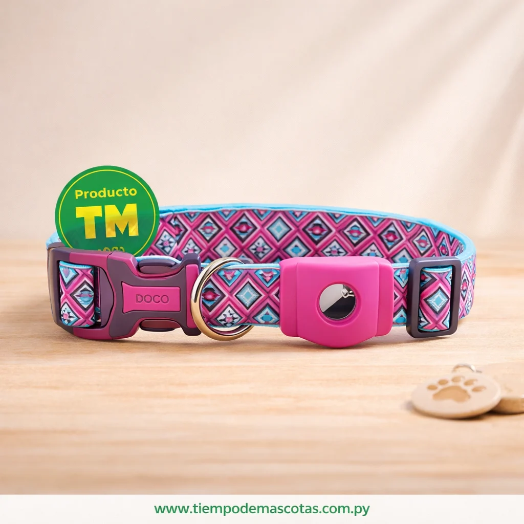 Doco Collar Airtag L Estamp Fuccia - Producto en Tiempo de Mascotas