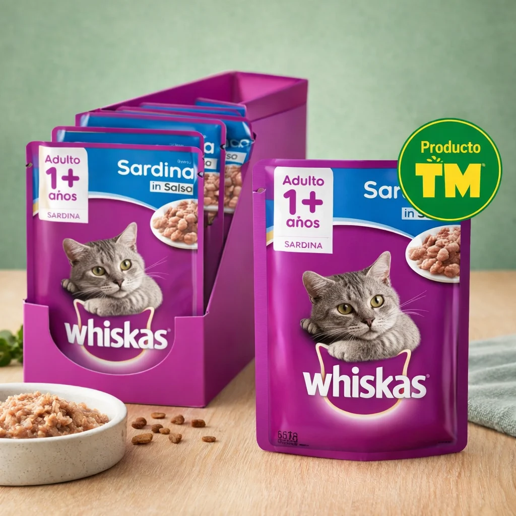 WHISKAS SACHET ADULTO SARDINA - Caja de 12u - Producto en Tiempo de Mascotas