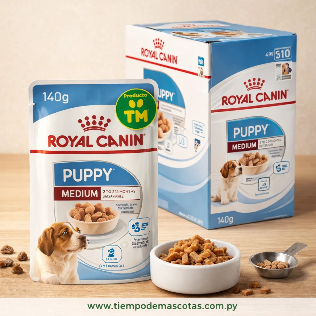 ROYAL PERRO POUCH MEDIUM PUPPY 140G - Caja de 10u - Producto en Tiempo de Mascotas