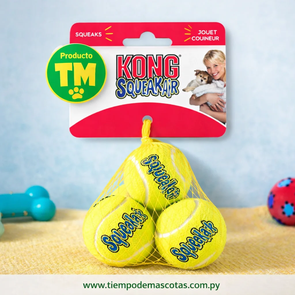 Kong Balon Squeakair Pelota Tenis M 3U - Producto en Tiempo de Mascotas