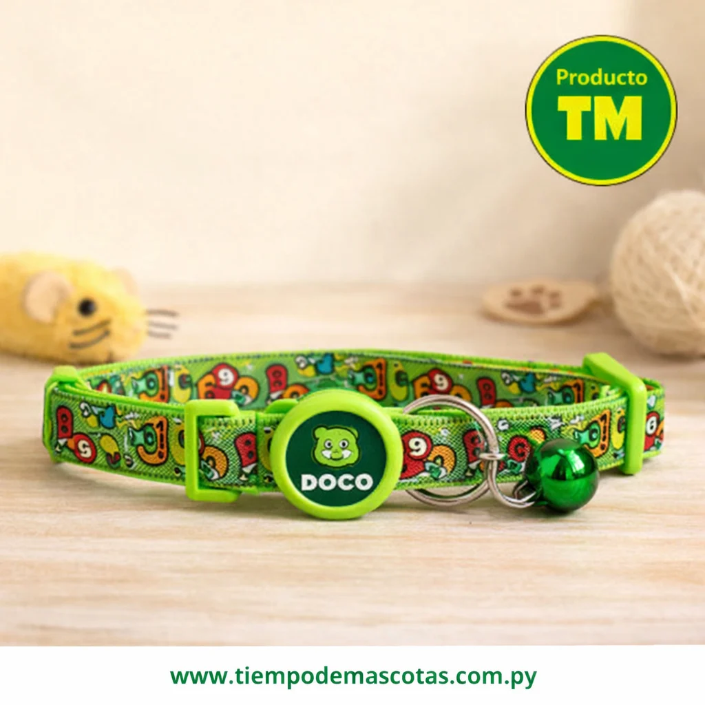COLLAR DOCO GATO FURBALL ESTAMP VERDE LIMON