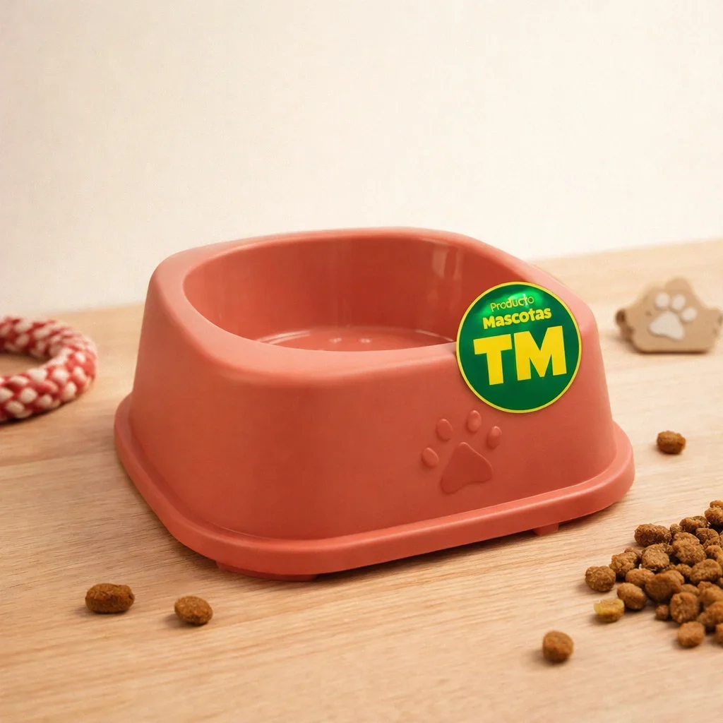 Comedero Cuadrado Abt1082 M 18*18*6cm-Rojo - Producto en Tiempo de Mascotas